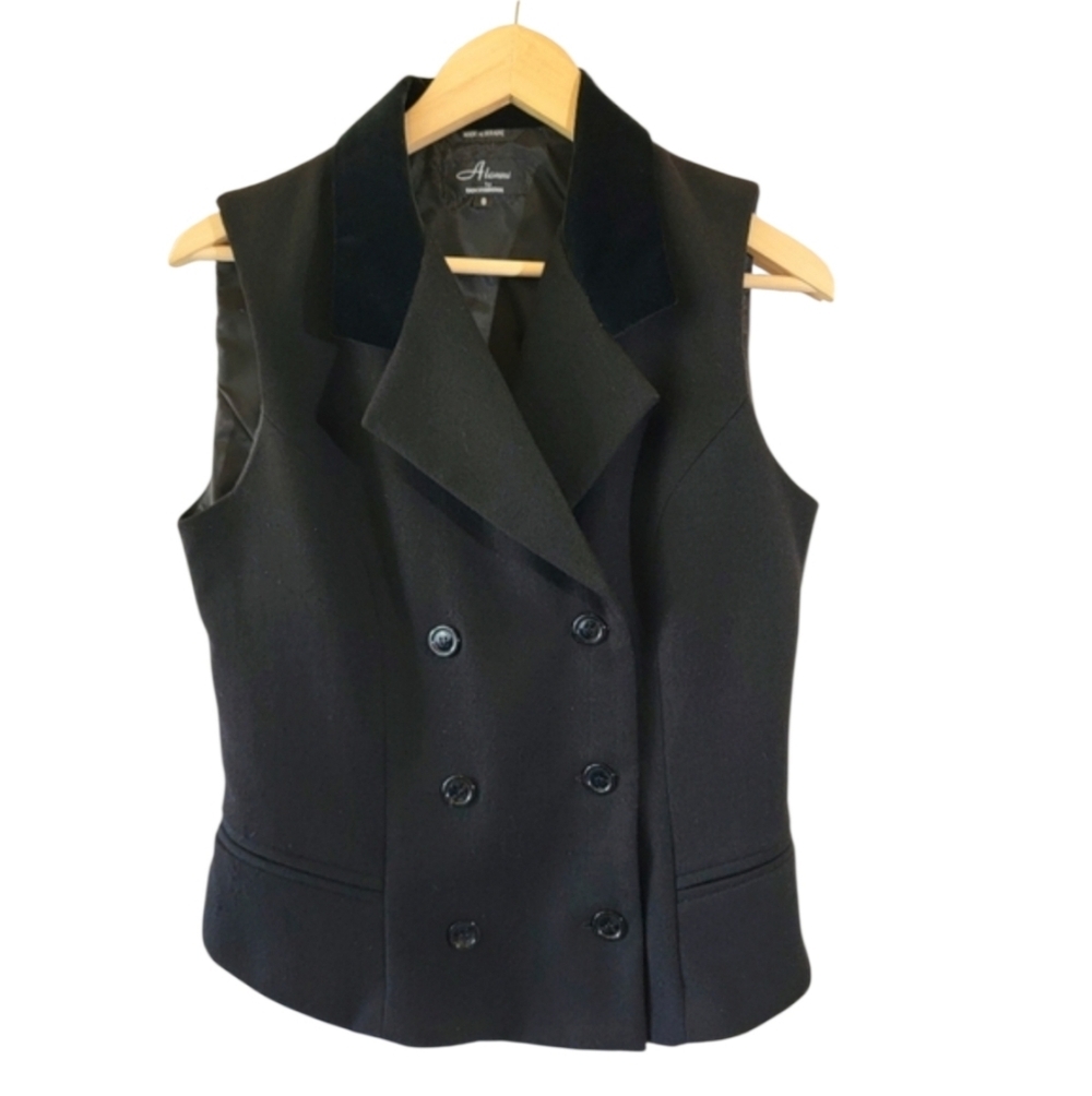 VTG Alanni By Donnybrook Black Double Breasted Vest  8 Whimsigoth Grunge Preppy